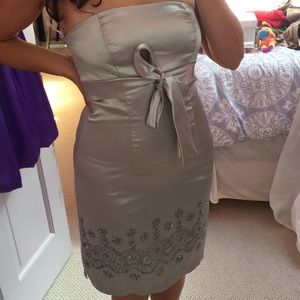 Strapless silver dress